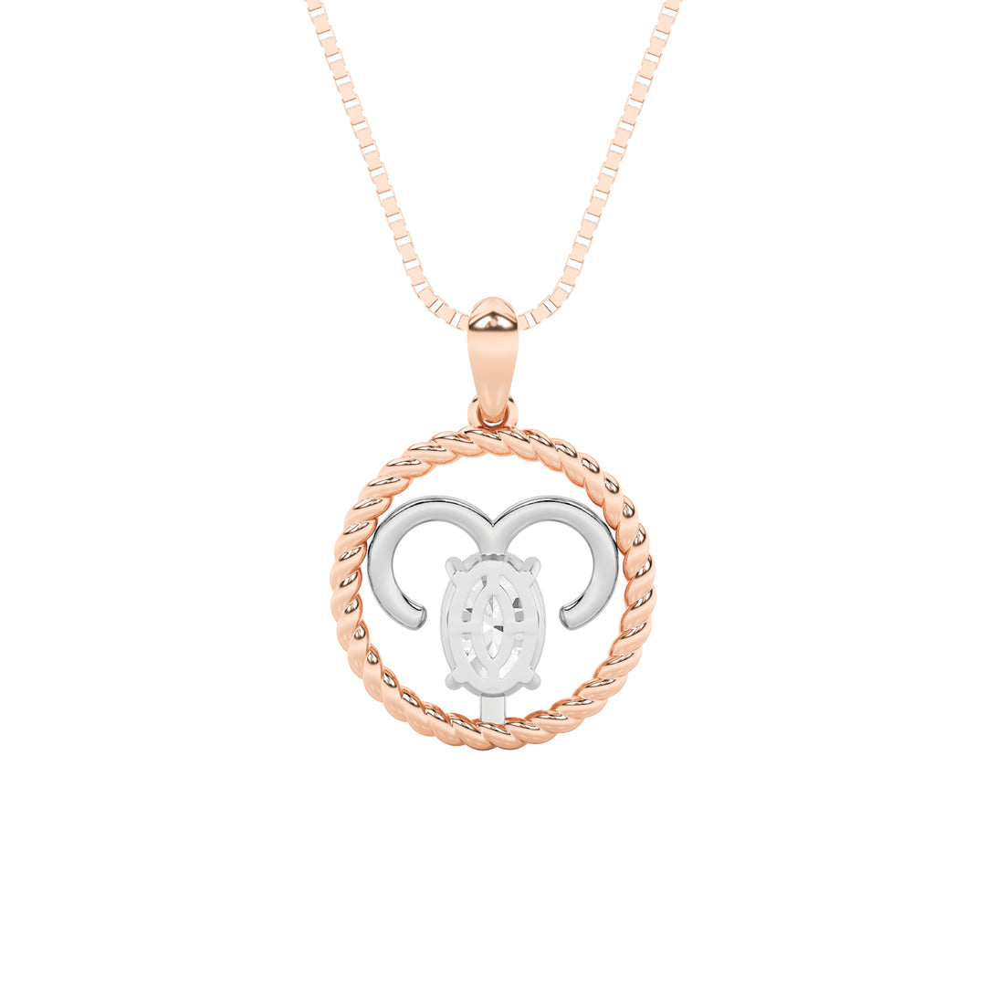 1Cttw Oval Shaped Lab Grown Diamond (F/VS) ZodiacPendant in 14K Gold