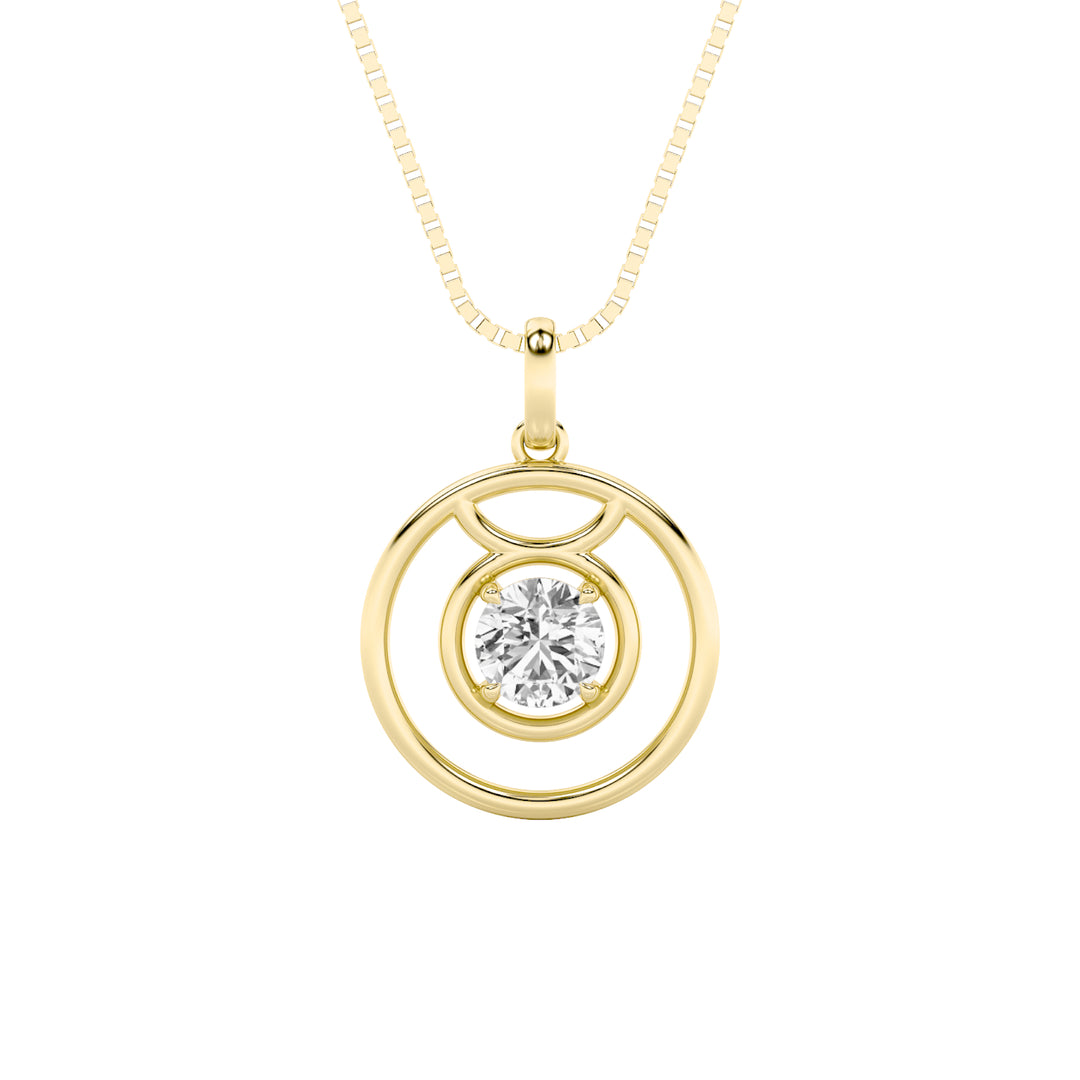 1Cttw Round Shaped Lab Grown Diamond (F/VS) Zodiac Pendant in 14K Gold