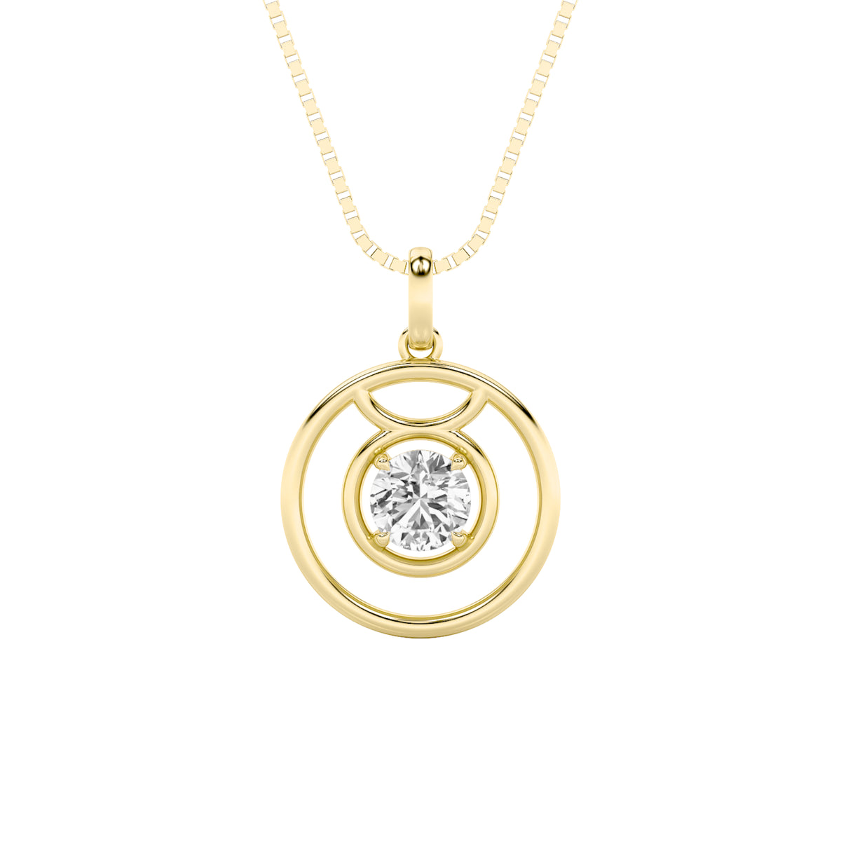 1Cttw Round Shaped Lab Grown Diamond (F/VS) Zodiac Pendant in 14K Gold
