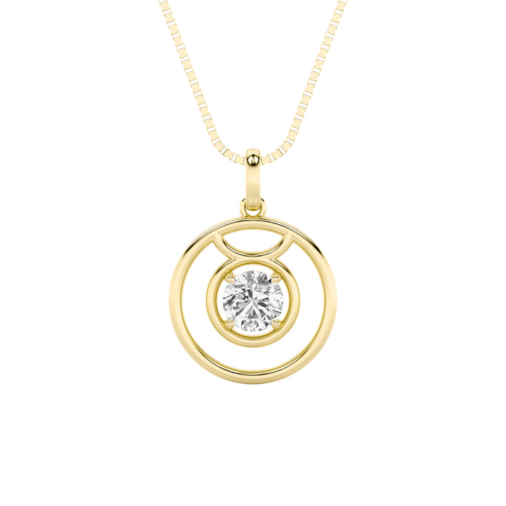 1Cttw Round Shaped Lab Grown Diamond (F/VS) Zodiac Pendant in 14K Gold