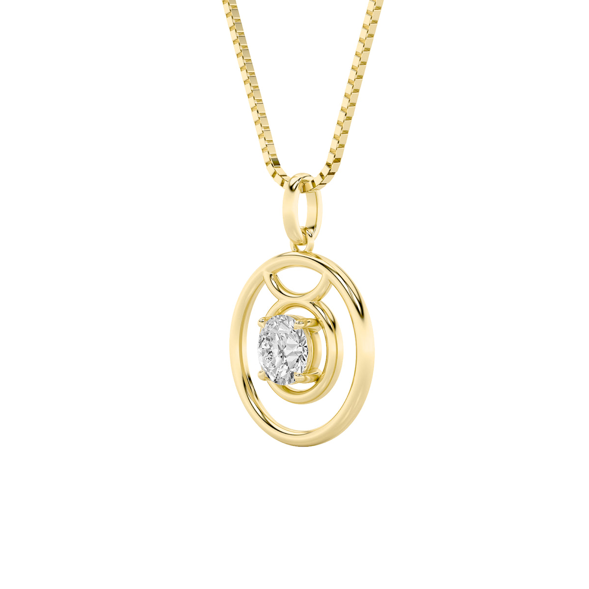 1Cttw Round Shaped Lab Grown Diamond (F/VS) Zodiac Pendant in 14K Gold