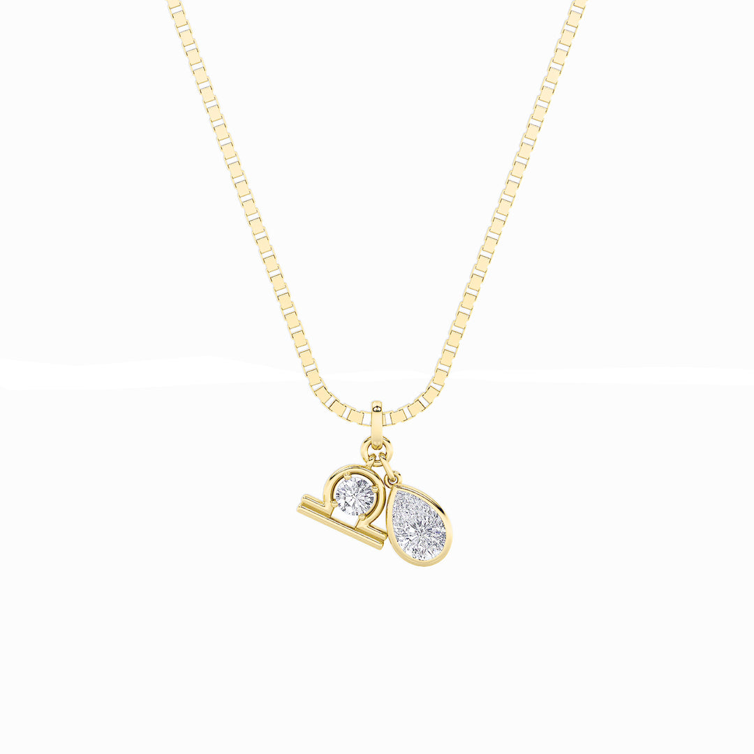 1Cttw Pear Shaped Lab Grown Diamond (F/VS) ZodiacPendant in 14K Gold