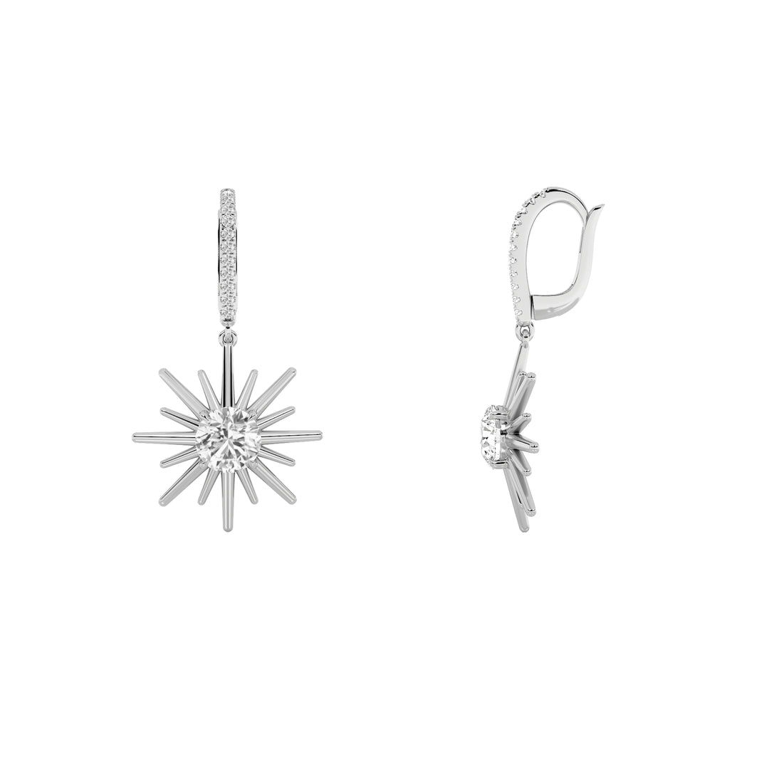 2Cttw Round Shaped Lab Grown Diamond (F/VS) Dangle Earrings in 14K Gold
