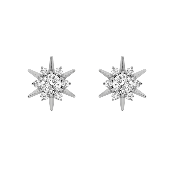 2Cttw Round Shaped Lab Grown Diamond (F/VS) Astralis Earrings in 14K Gold