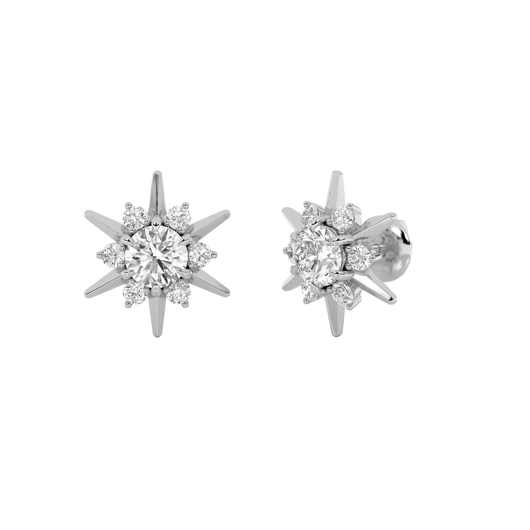 2Cttw Round Shaped Lab Grown Diamond (F/VS) Astralis Earrings in 14K Gold