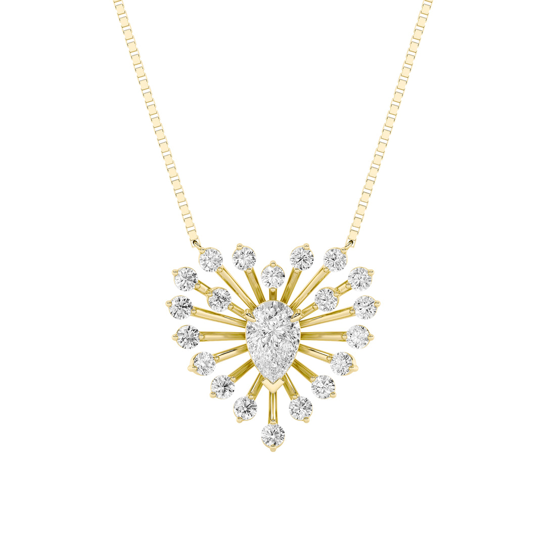 1.5Cttw Pear Shaped Lab Grown Diamond (F/VS) Astralis Necklace in 14K Gold