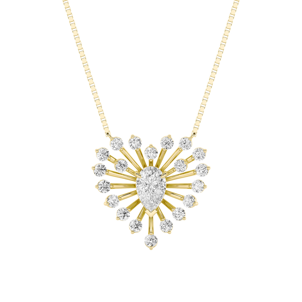 1.5Cttw Pear Shaped Lab Grown Diamond (F/VS) Astralis Necklace in 14K Gold