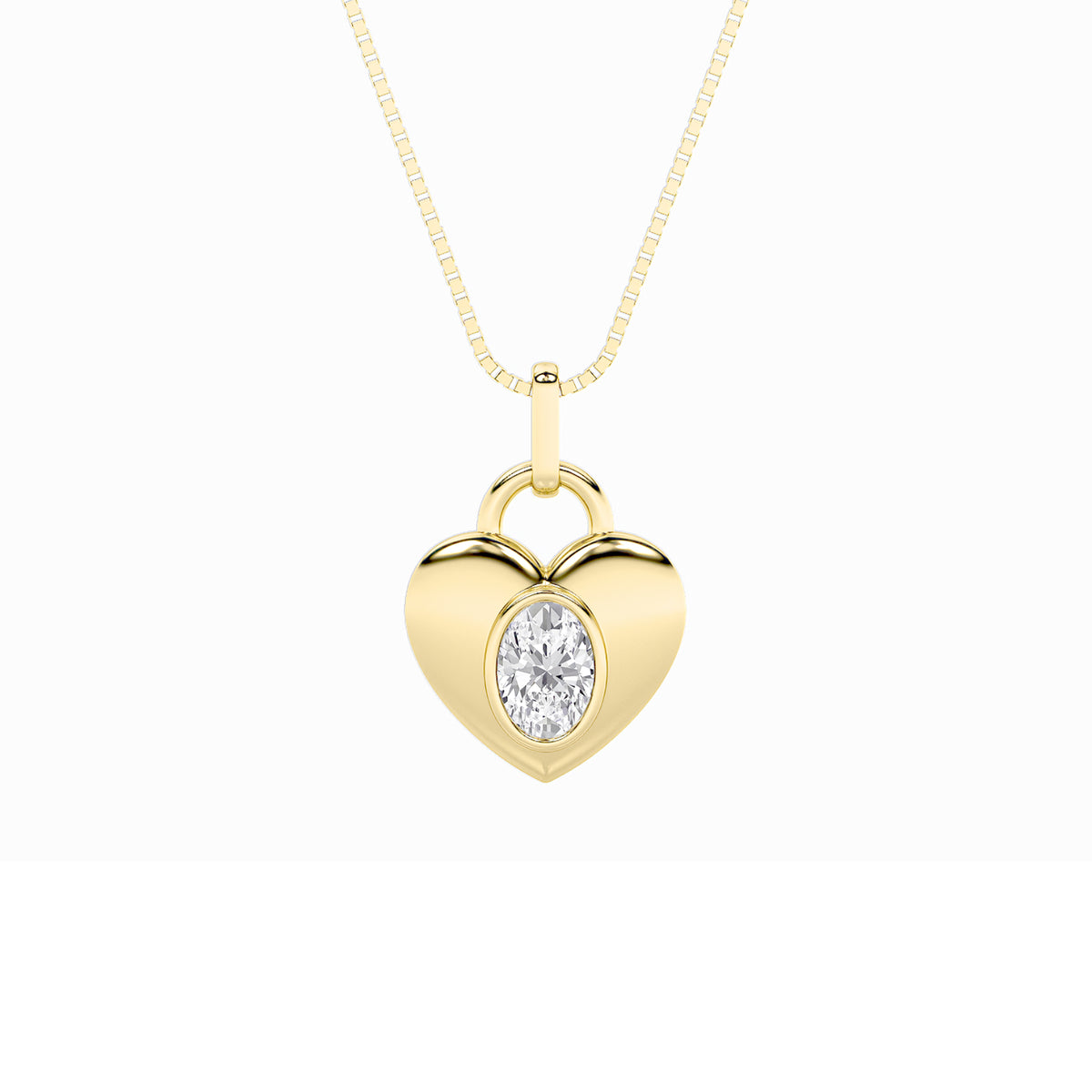 1Cttw Oval Shaped Lab Grown Diamond (F/VS) Heart Pendant in 14K Yellow Gold