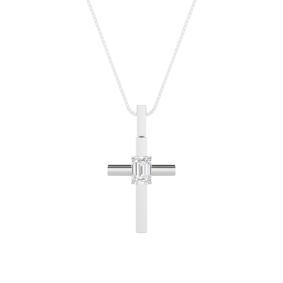 0.5Cttw Emerald Shaped Lab Grown Diamond (F/VS) Cross Pendant in 14K Gold
