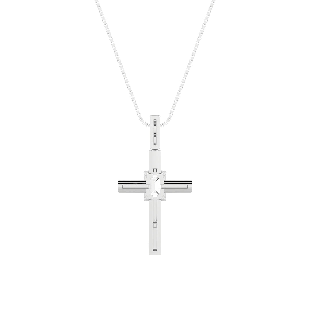 0.5Cttw Emerald Shaped Lab Grown Diamond (F/VS) Cross Pendant in 14K Gold