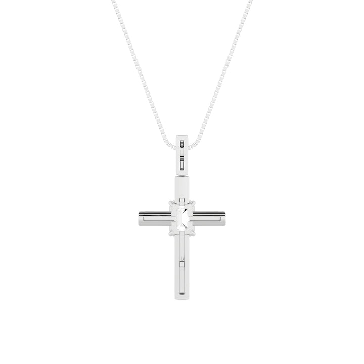 0.5Cttw Emerald Shaped Lab Grown Diamond (F/VS) Cross Pendant in 14K Gold