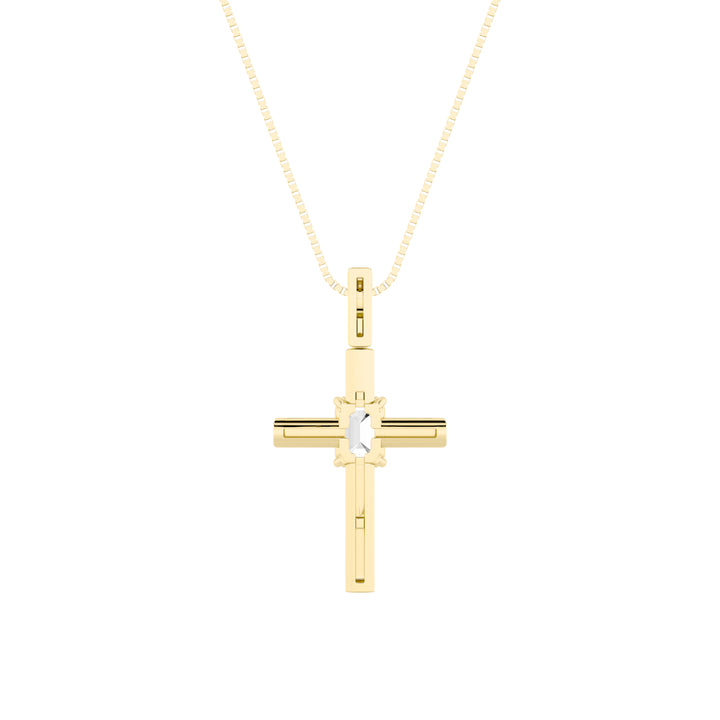 0.5Cttw Emerald Shaped Lab Grown Diamond (F/VS) Cross Pendant in 14K Gold