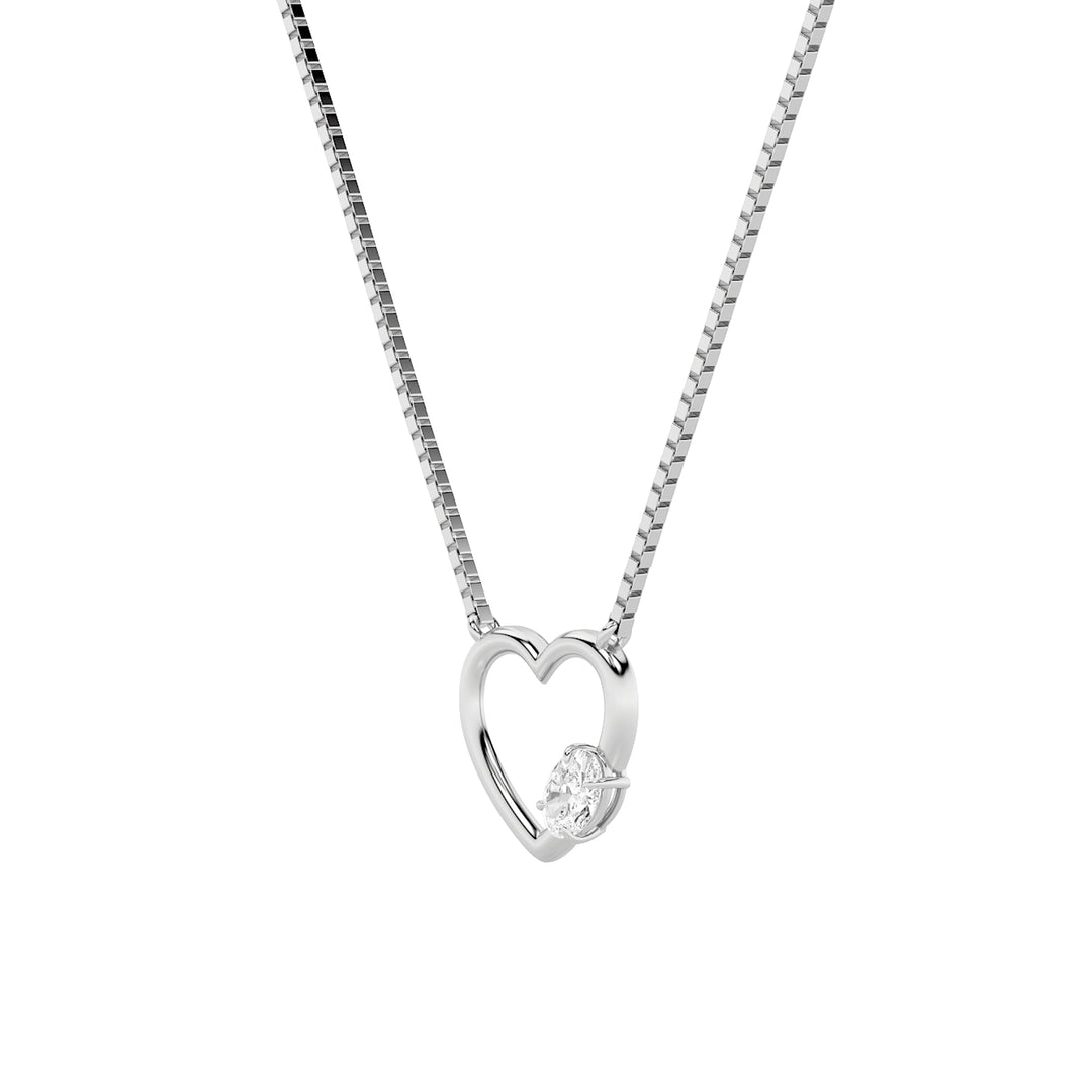 0.5Cttw Oval Shaped Lab Grown Diamond (F/VS) Heart Shaped Necklace in 14K Gold