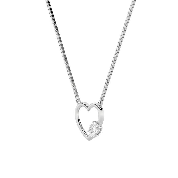 0.5Cttw Oval Shaped Lab Grown Diamond (F/VS) Heart Shaped Necklace in 14K Gold