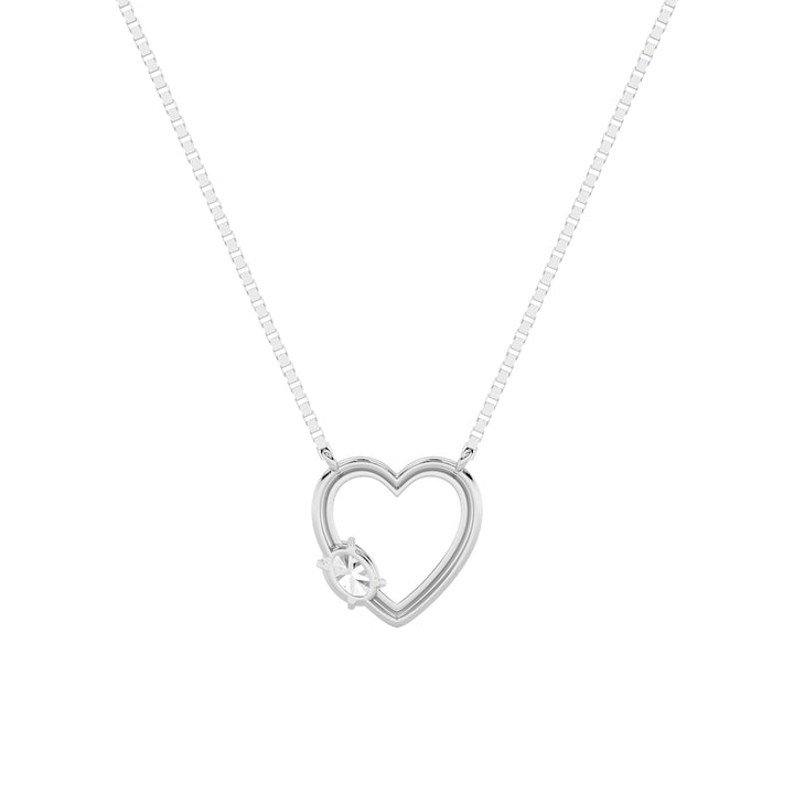 0.5Cttw Oval Shaped Lab Grown Diamond (F/VS) Heart Shaped Necklace in 14K Gold