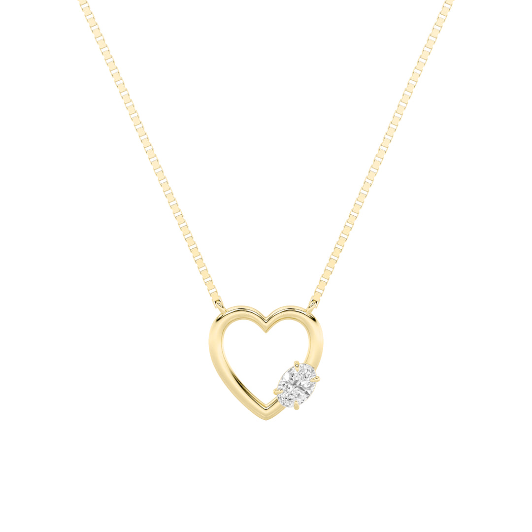 0.5CTW Oval Shaped Lab Grown Diamond (G/VS) Necklace in Silver|18K Yellow Gold