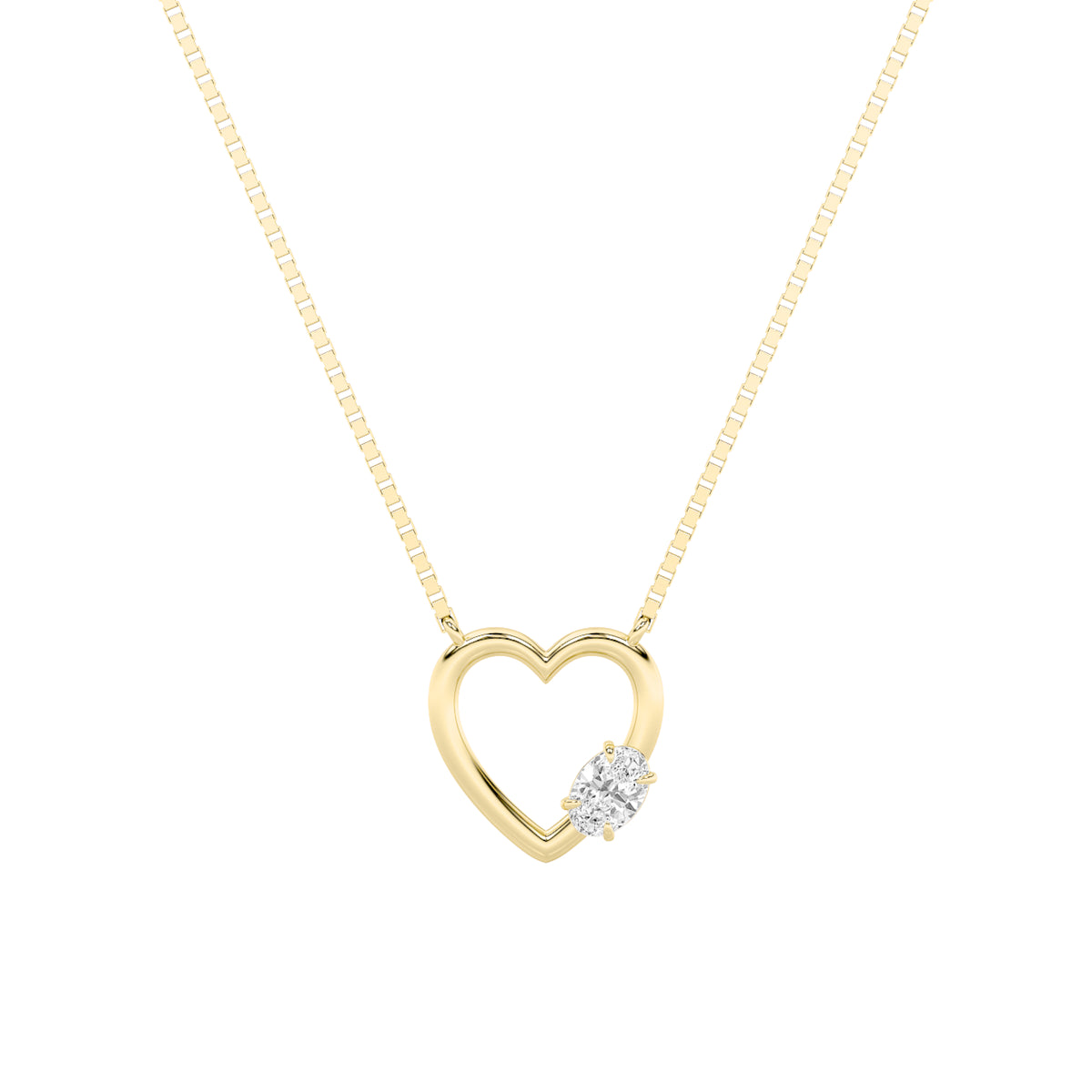 0.5CTW Oval Shaped Lab Grown Diamond (G/VS) Necklace in Silver|18K Yellow Gold