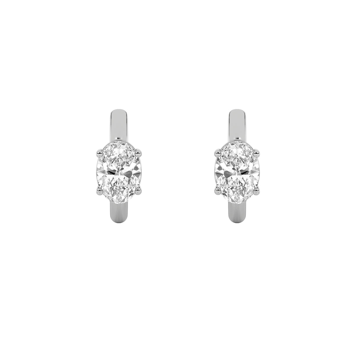 0.25Cttw Oval Shaped Lab Grown Diamond (F/VS) Huggie Cuff Earrings in 14K Gold