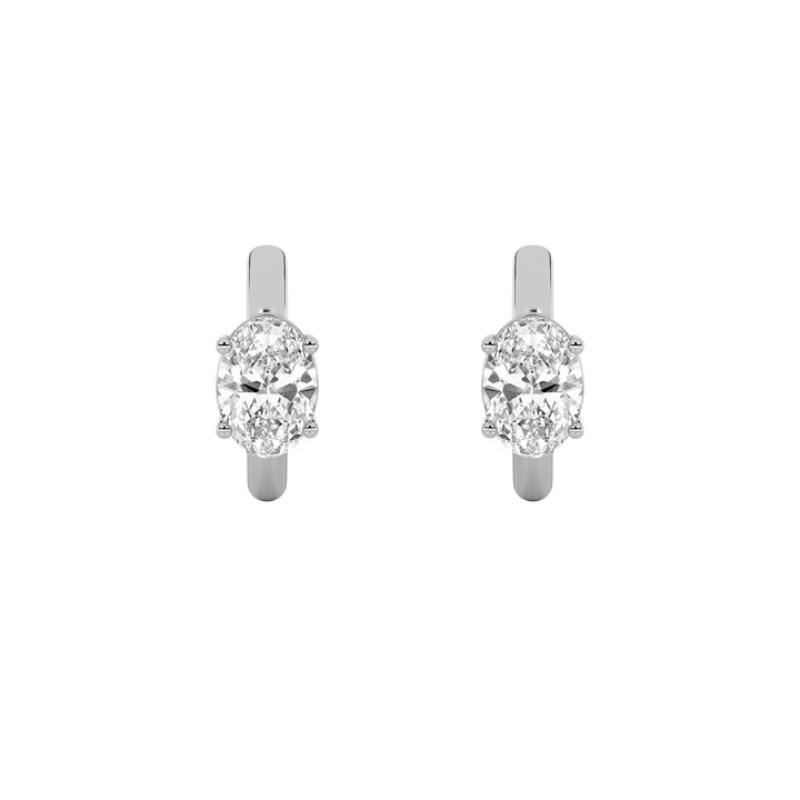 0.25Cttw Oval Shaped Lab Grown Diamond (F/VS) Huggie Cuff Earrings in 14K Gold