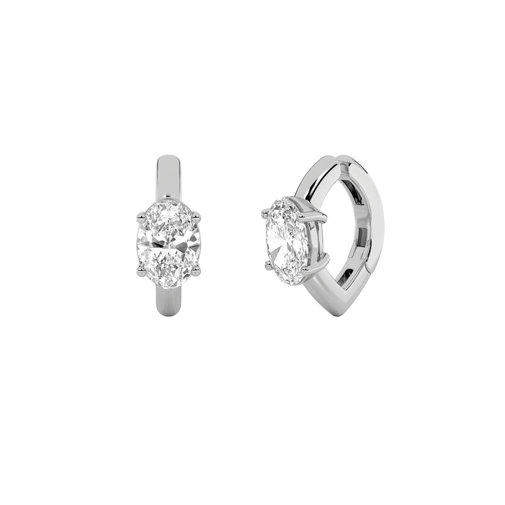 0.25Cttw Oval Shaped Lab Grown Diamond (F/VS) Huggie Cuff Earrings in 14K Gold