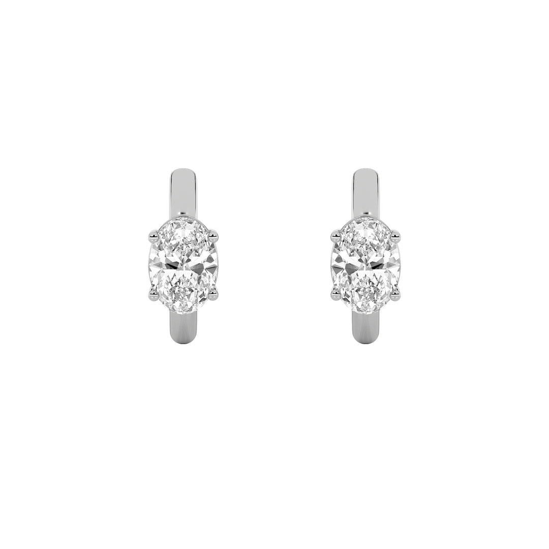 0.5Cttw Oval Shaped Lab Grown Diamond (F/VS) Huggie Cuff Earrings in 14K Gold