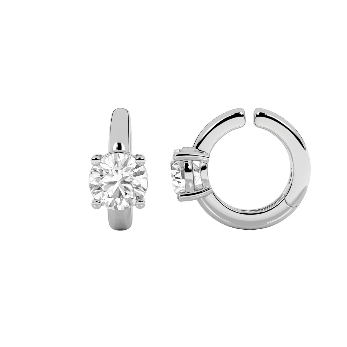 0.25Cttw Round Shaped Lab Grown Diamond (F/VS) Huggie Cuff Earrings in 14K Gold