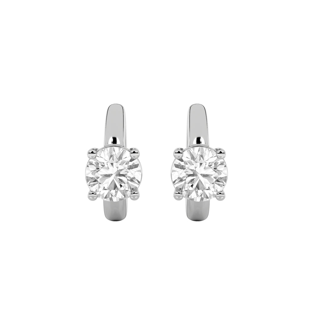 0.25Cttw Round Shaped Lab Grown Diamond (F/VS) Huggie Cuff Earrings in 14K Gold
