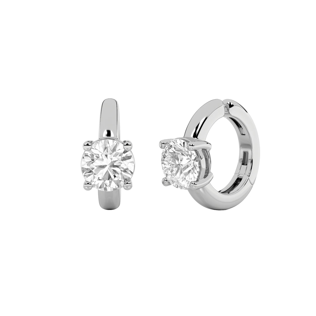 0.25Cttw Round Shaped Lab Grown Diamond (F/VS) Huggie Cuff Earrings in 14K Gold