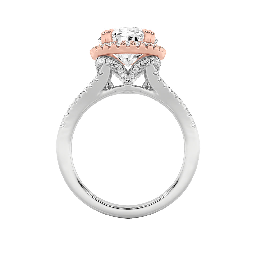 4.5Cttw Oval Shaped Lab Grown Diamond (F/VS) BoldAccented Statement Engagement Ring in 14K Gold