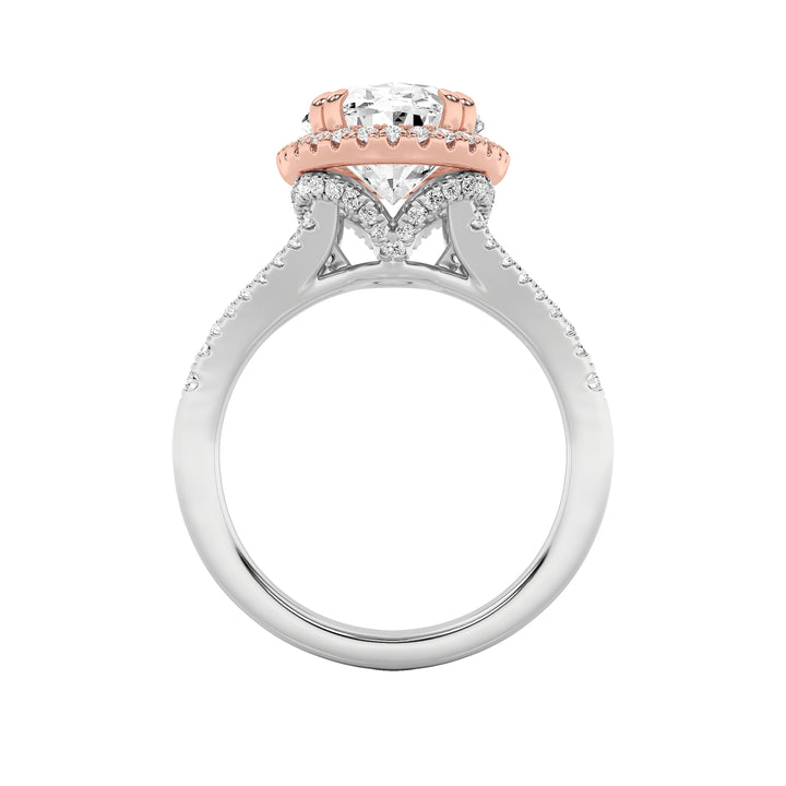 4.5Cttw Oval Shaped Lab Grown Diamond (F/VS) BoldAccented Statement Engagement Ring in 14K Gold