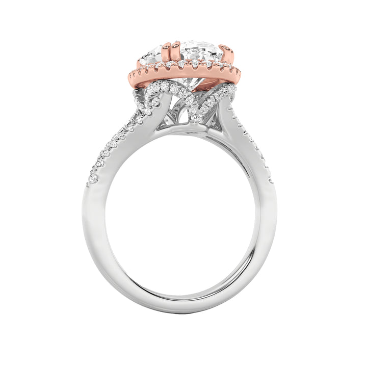4.5Cttw Oval Shaped Lab Grown Diamond (F/VS) BoldAccented Statement Engagement Ring in 14K Gold