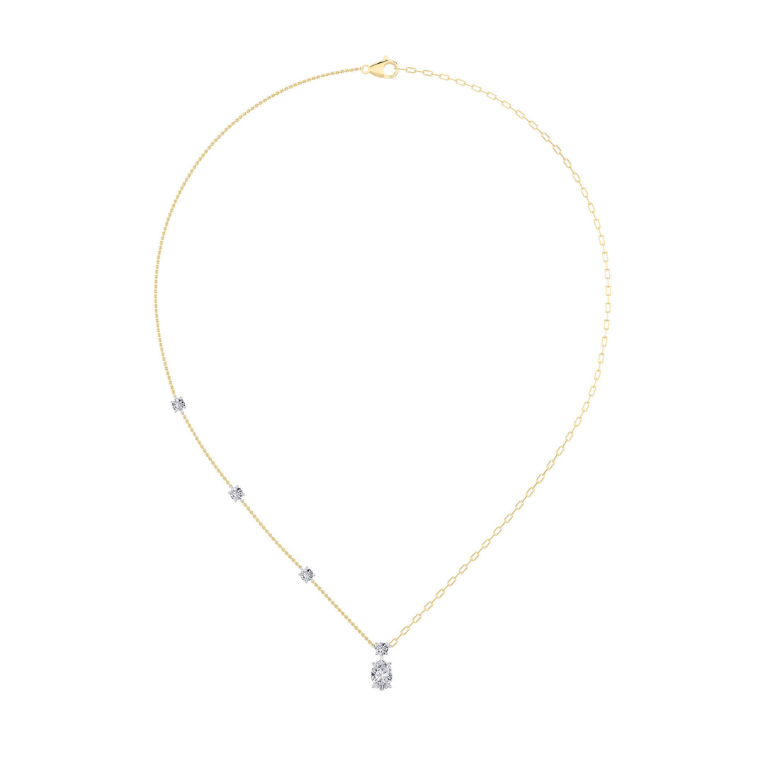 3.5Cttw Oval Shaped Lab Grown Diamond (F/VS) Strata Chic Collection Necklace in 14K Gold