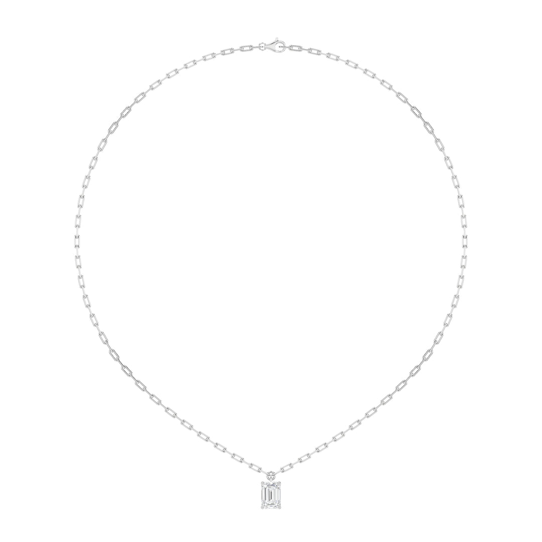 2Cttw Emerald Shaped Lab Grown Diamond (F/VS) Strata Chic Collection Necklace in 14K Gold