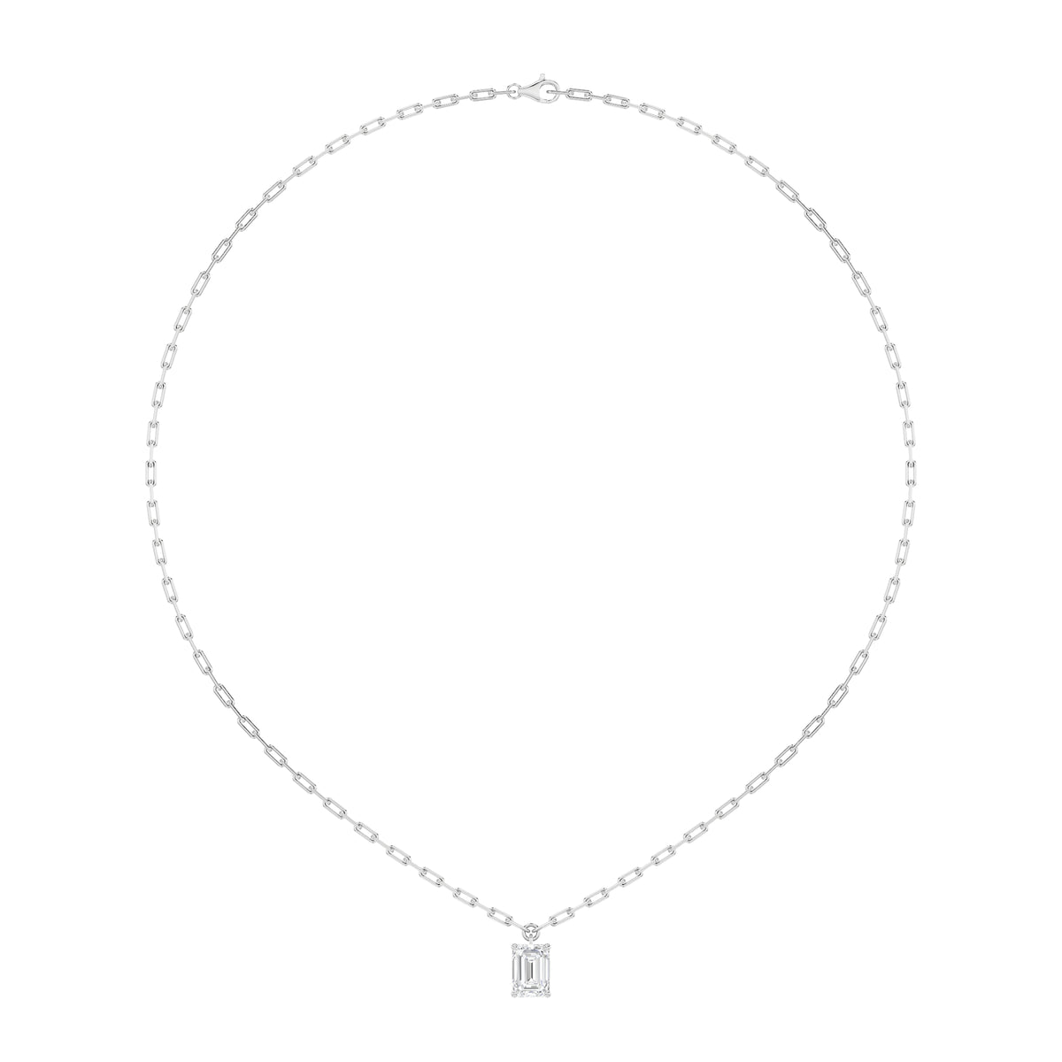 2Cttw Emerald Shaped Lab Grown Diamond (F/VS) Strata Chic Collection Necklace in 14K Gold