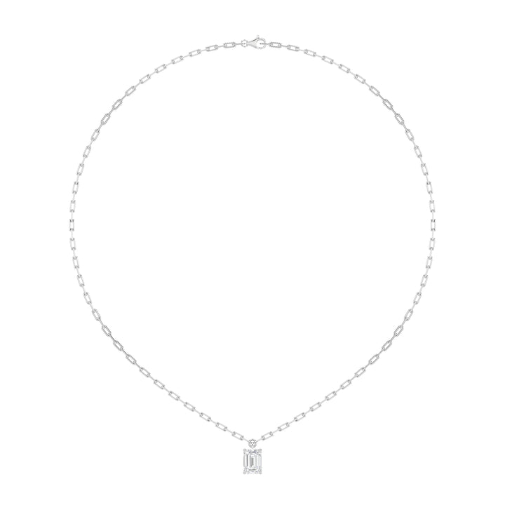2Cttw Emerald Shaped Lab Grown Diamond (F/VS) Strata Chic Collection Necklace in 14K Gold