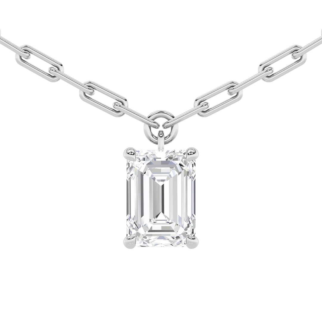 2Cttw Emerald Shaped Lab Grown Diamond (F/VS) Strata Chic Collection Necklace in 14K Gold
