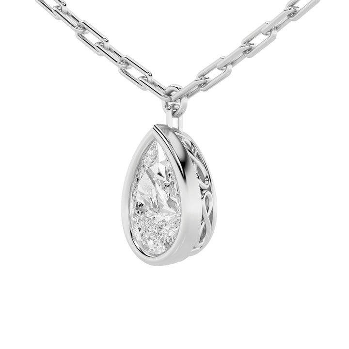 2Cttw Pear Shaped Lab Grown Diamond (F/VS) StrataChic Collection Necklace in 14K Gold
