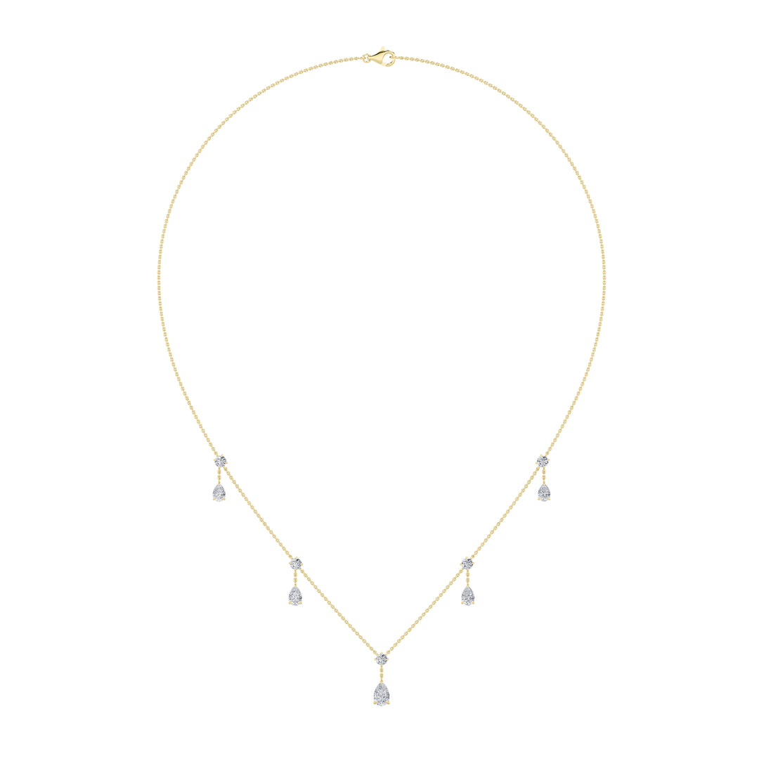 3Cttw Pear Shaped Lab Grown Diamond (F/VS) Solitaire Necklace in 14K Gold