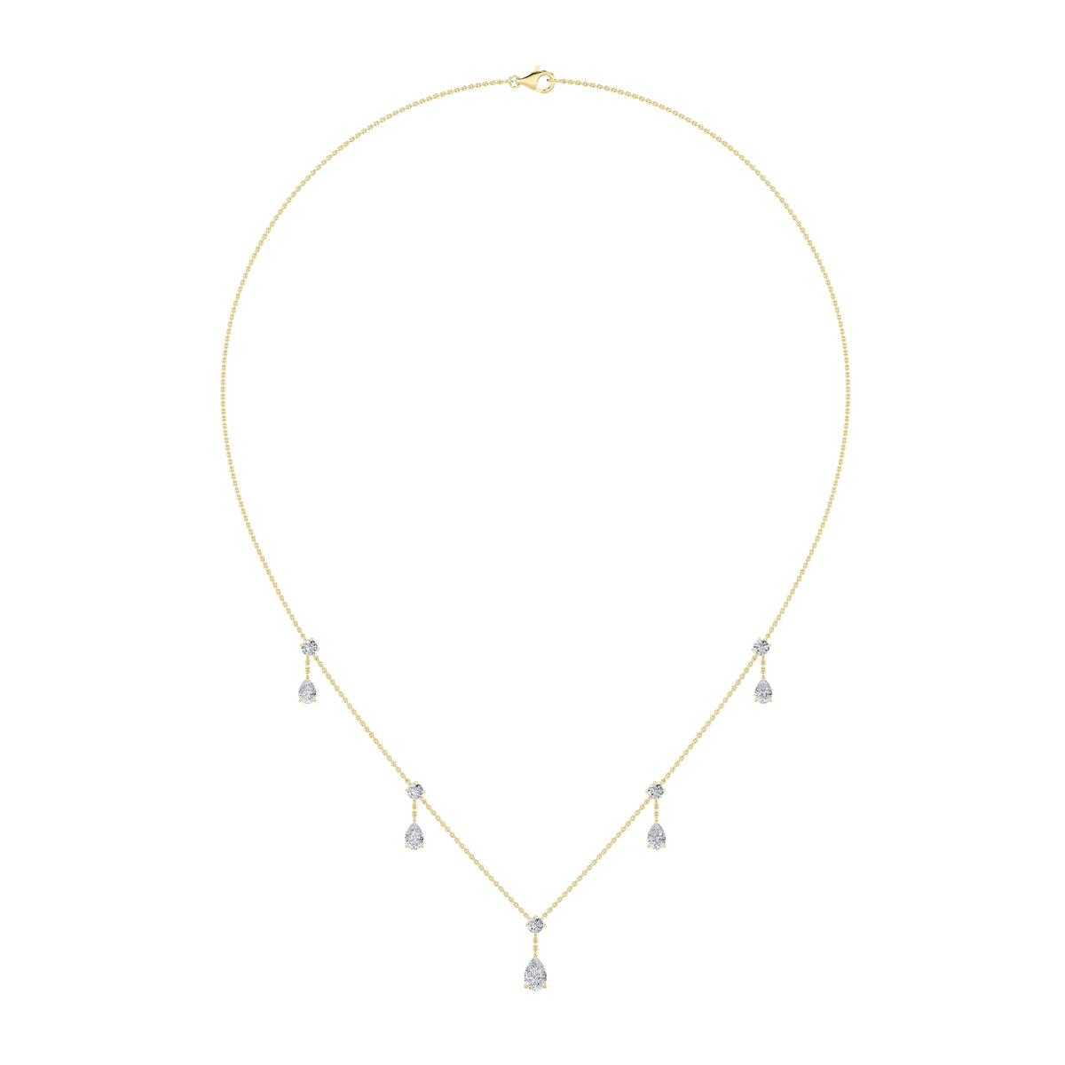 3Cttw Pear Shaped Lab Grown Diamond (F/VS) Solitaire Necklace in 14K Gold