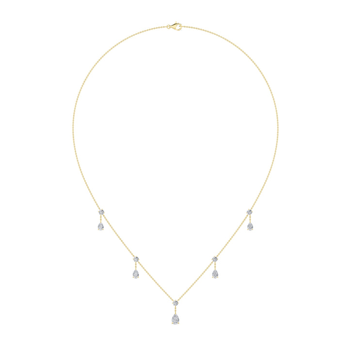 3Cttw Pear Shaped Lab Grown Diamond (F/VS) Solitaire Necklace in 14K Gold