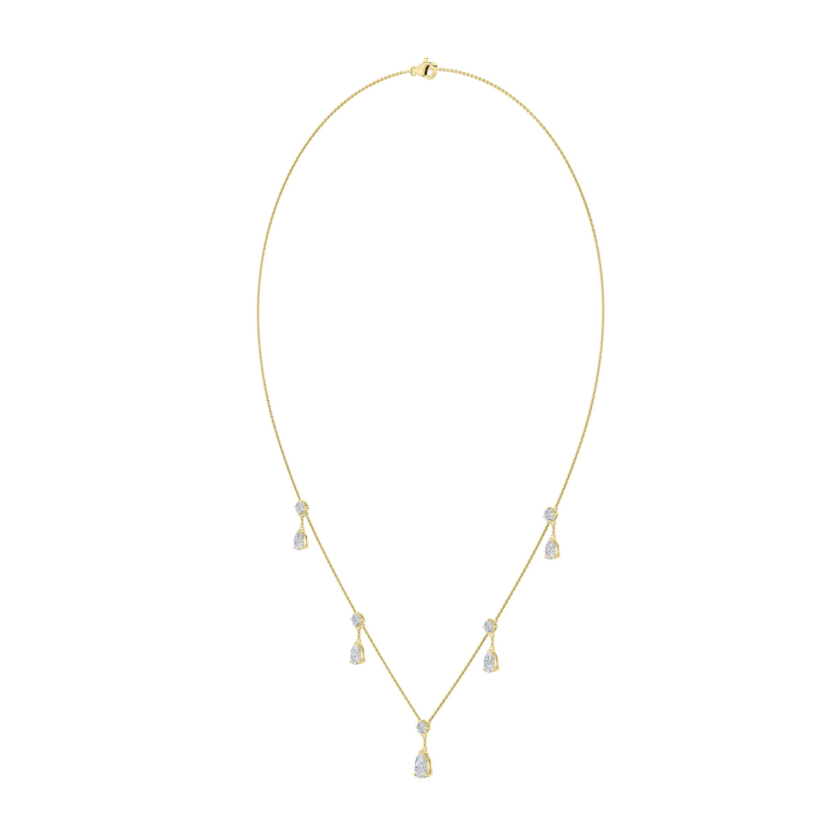 3Cttw Pear Shaped Lab Grown Diamond (F/VS) Solitaire Necklace in 14K Gold