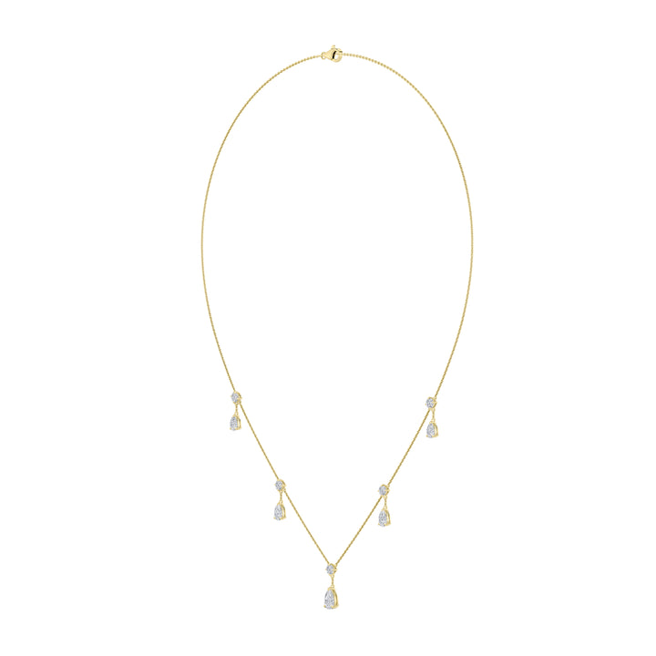 3Cttw Pear Shaped Lab Grown Diamond (F/VS) Solitaire Necklace in 14K Gold