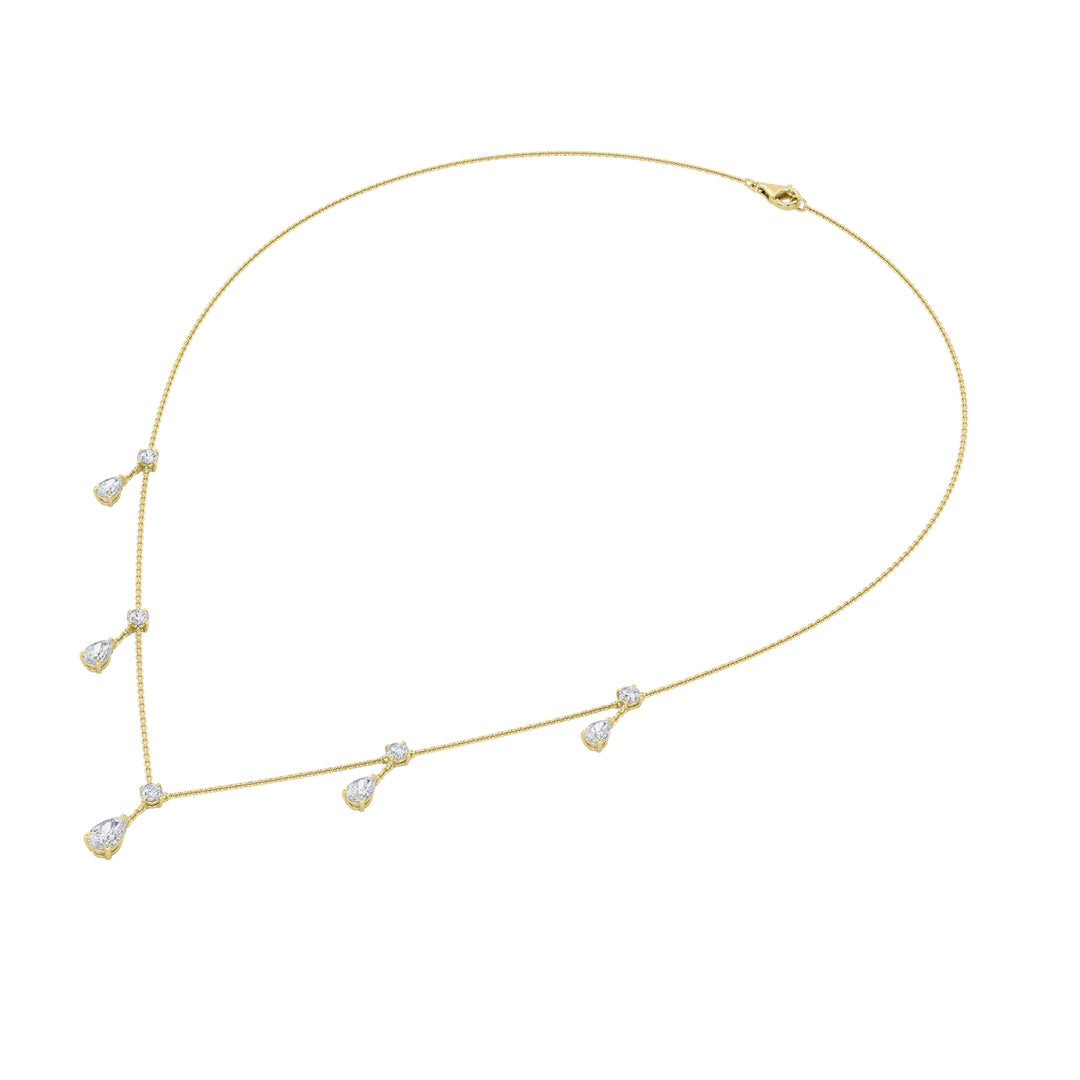3Cttw Pear Shaped Lab Grown Diamond (F/VS) Solitaire Necklace in 14K Gold