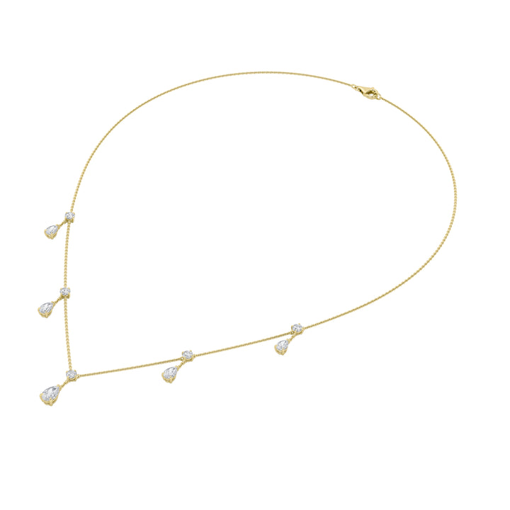 3Cttw Pear Shaped Lab Grown Diamond (F/VS) Solitaire Necklace in 14K Gold