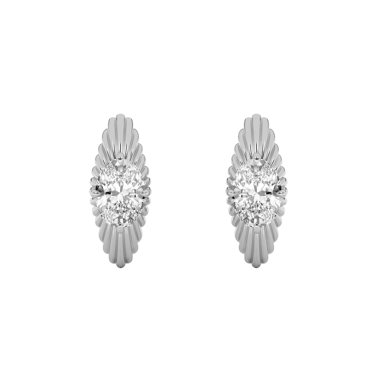 2Cttw Oval Shaped Lab Grown Diamond (F/VS) HuggieEarrings in 14K Gold