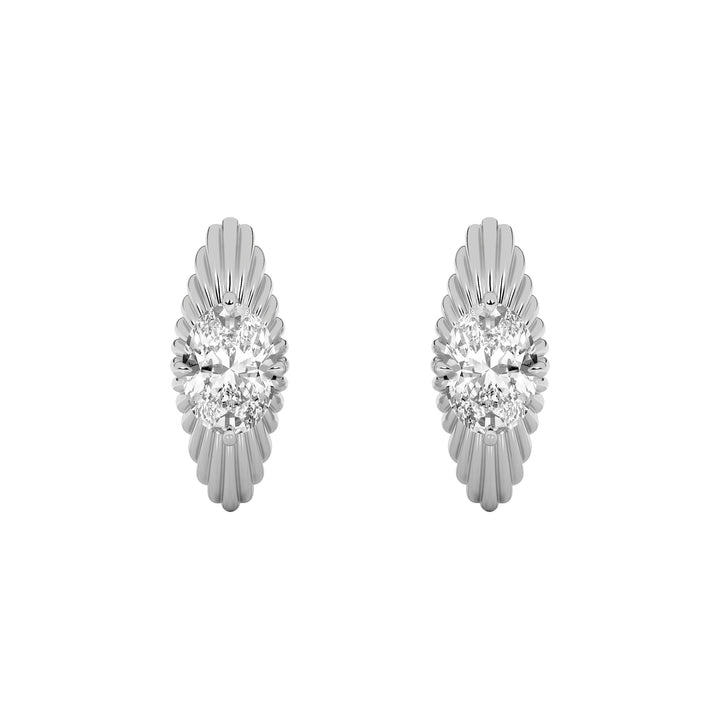 2Cttw Oval Shaped Lab Grown Diamond (F/VS) HuggieEarrings in 14K Gold