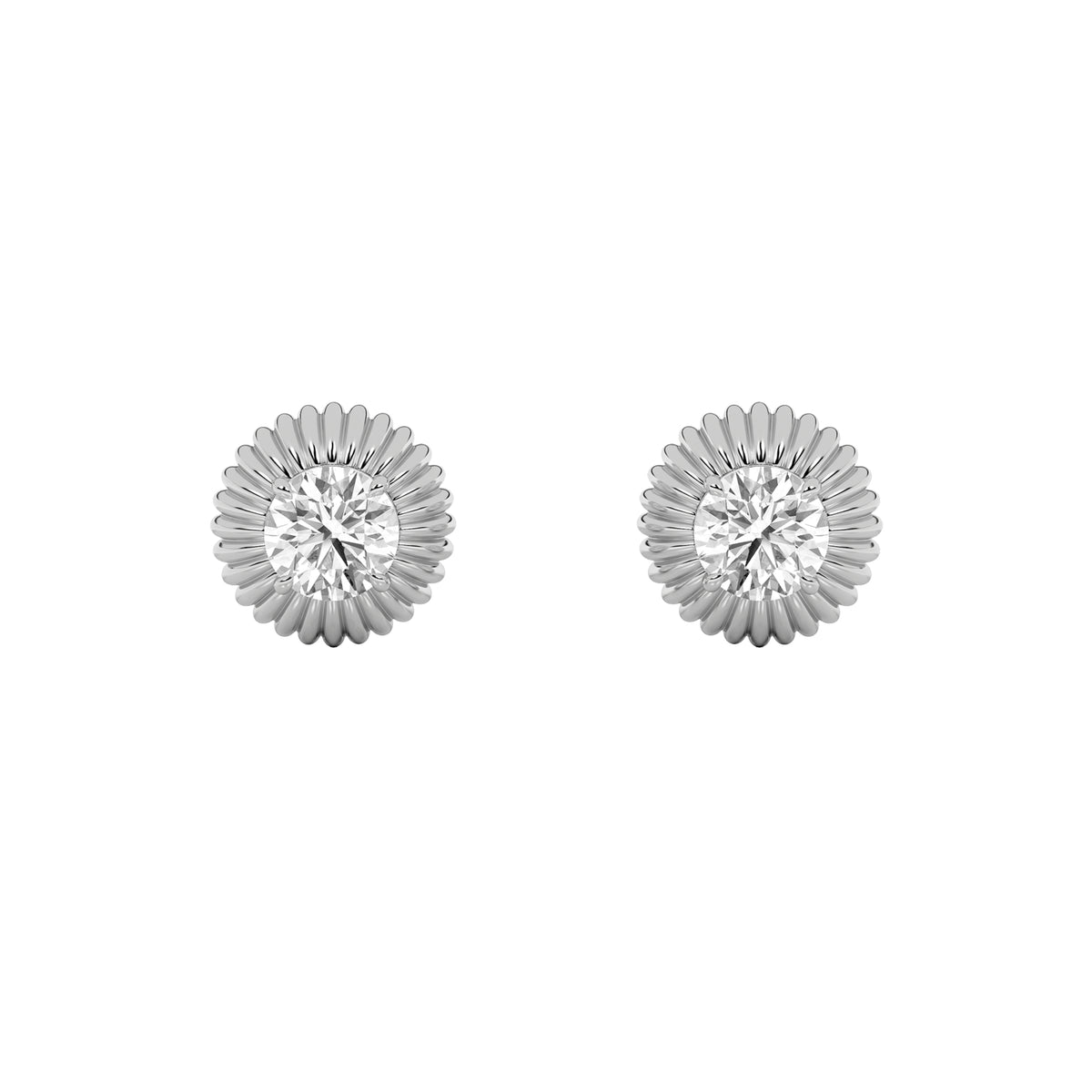 2Cttw Round Shaped Lab Grown Diamond (F/VVS) Vintage Inspired Stud Earrings in 14K Gold