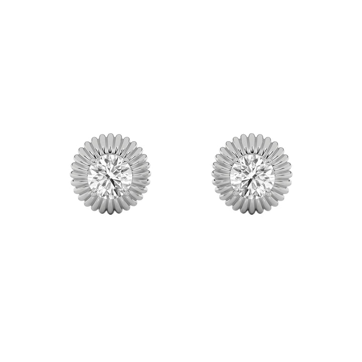 2Cttw Round Shaped Lab Grown Diamond (F/VVS) Vintage Inspired Stud Earrings in 14K Gold