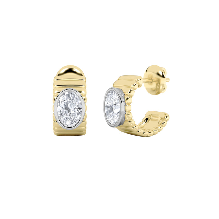 2Cttw Oval Shaped Lab Grown Diamond (F/VS) Fashion Earrings in 14K Gold