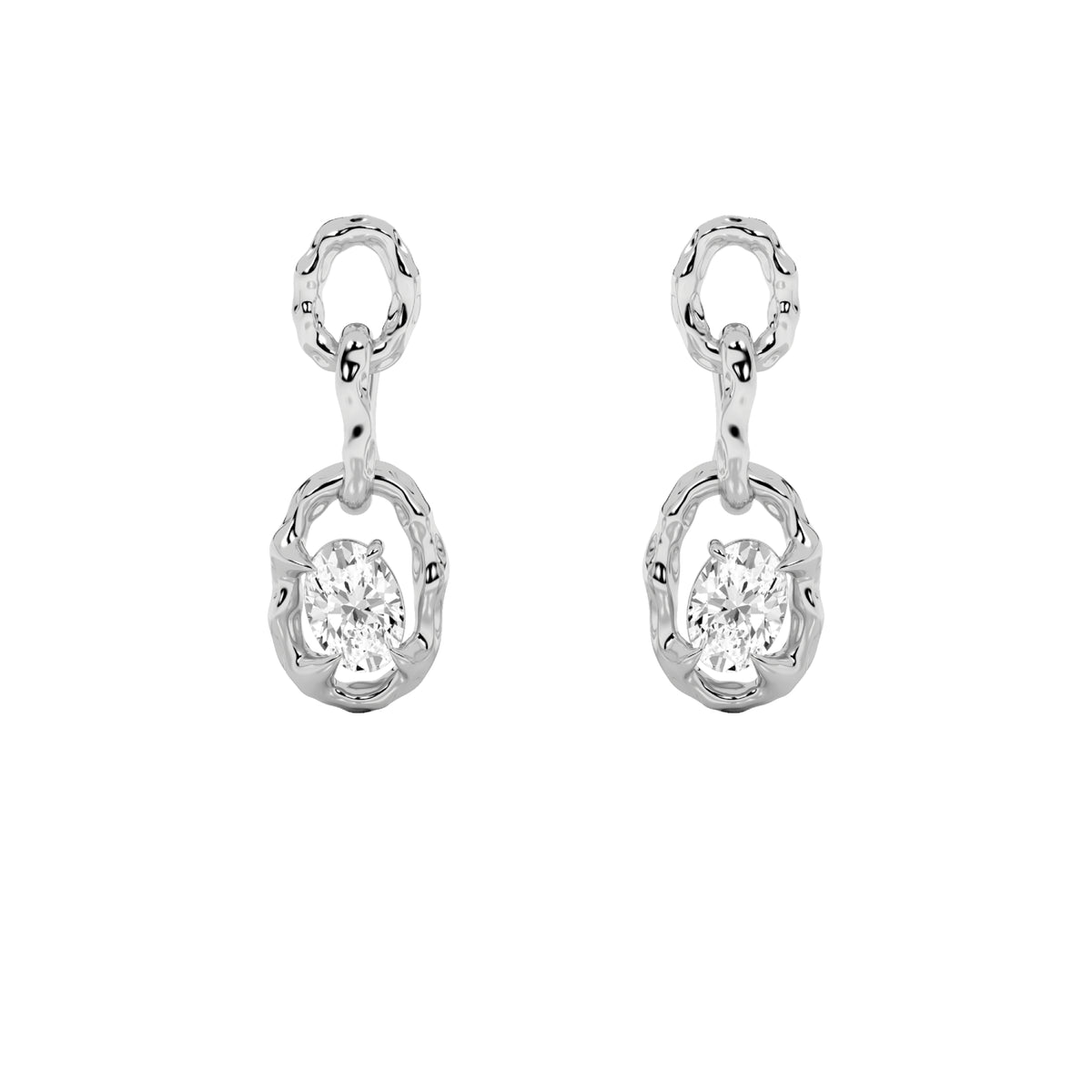 2Cttw Oval Shaped Lab Grown Diamond (G/VS) Earrings in 14K Gold